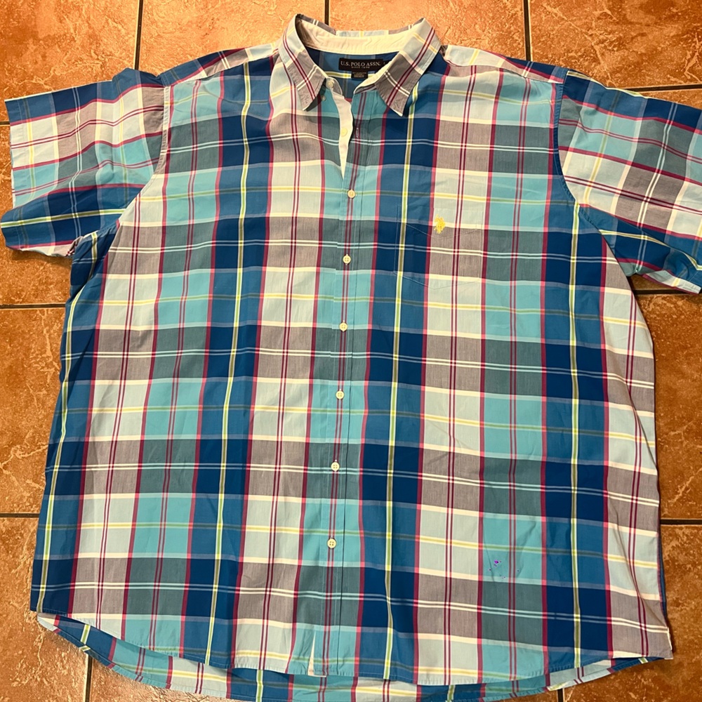 POLO RALPH LAUREN Men’s Big & Tall Plaid Cotton Button-Down Shirt Size 5XL